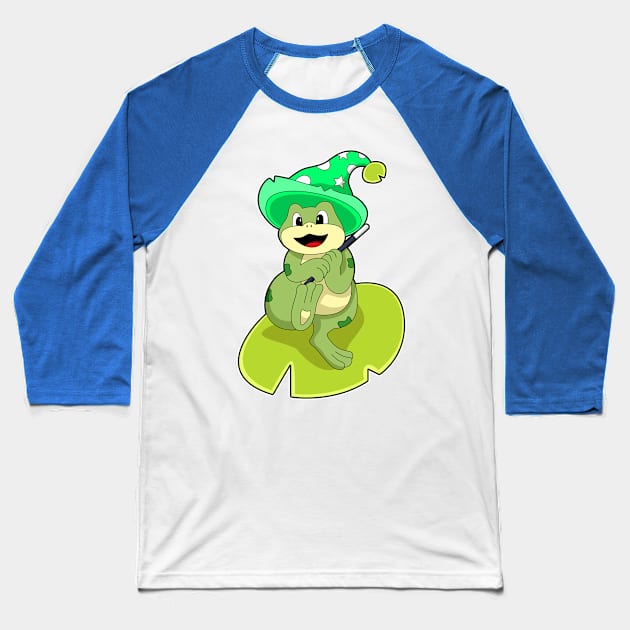 Frog as Wizard with Magic wand Baseball T-Shirt by Markus Schnabel